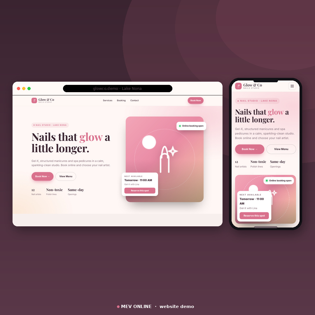Glow & Co Nails salon website demo