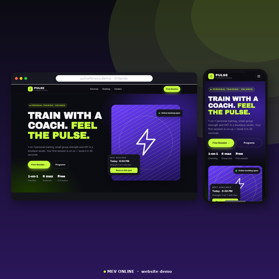 Pulse Fitness gym website demo